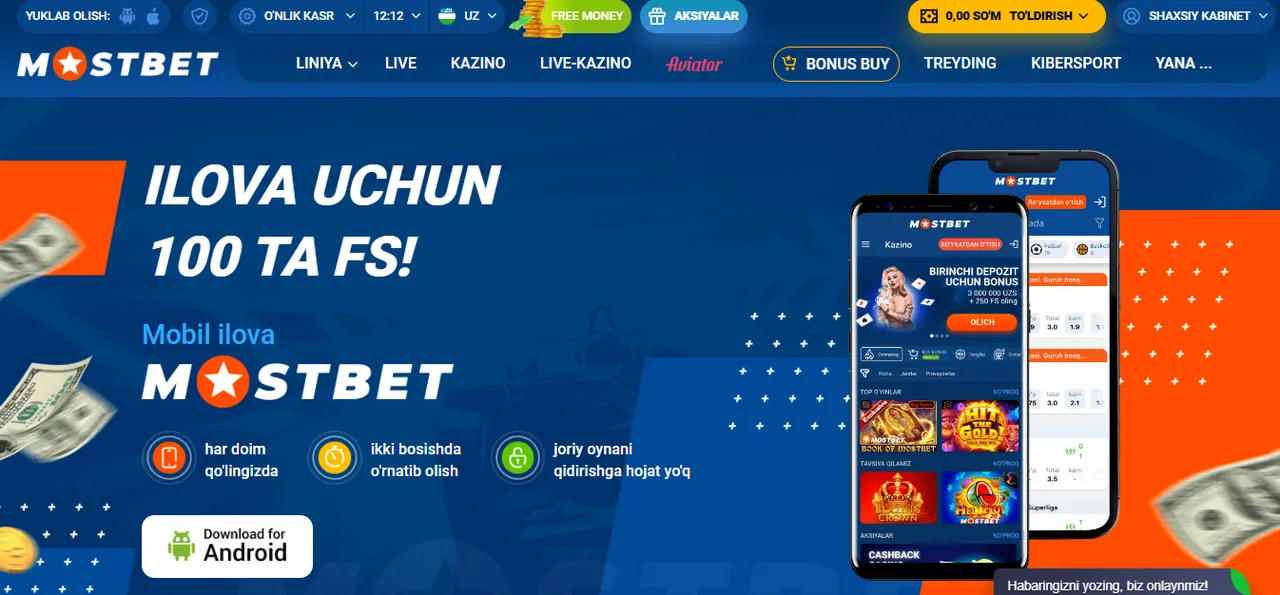Android uchun MostBet ilovasi