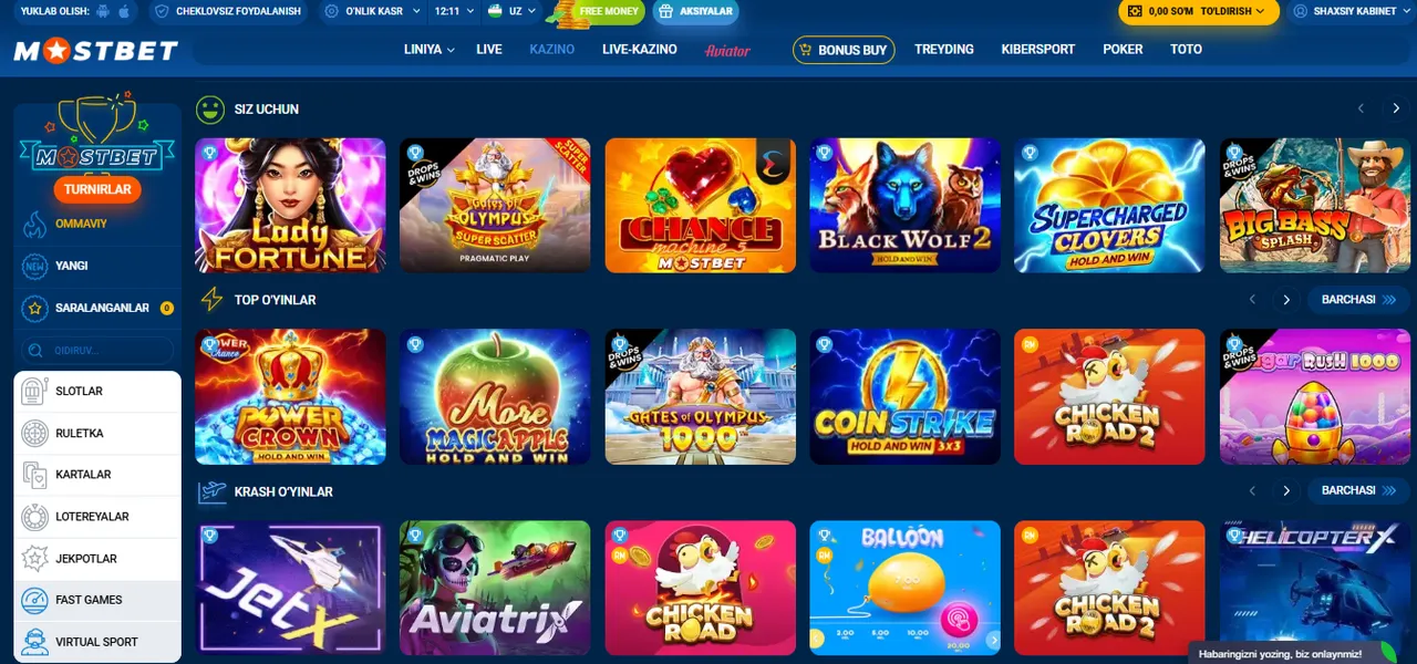Mostbet Kazino – o‘yinlar turlari va provayderlar